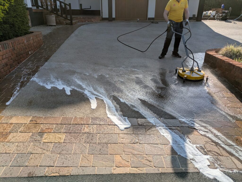 Driveways & Pressure Washing Services in Surrey 1 cleaning-in-p;rogress-driveways-pressure-washing-surrey
